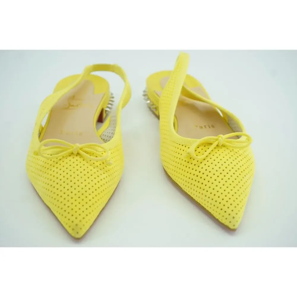 Christian Louboutin Hall Pointy Toe Slingback Ballet Flat Spiked Suede
